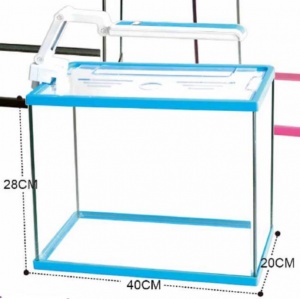 Аквариум GTRK40 (40х20х28см.,22л.) Голубой, LED свет,фильтр,замок,грунт,фон,растение.